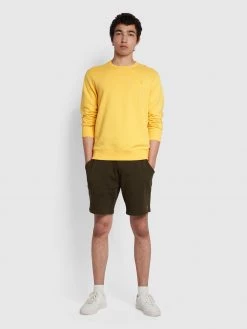 Farah NEW IN Tim Organic Cotton Crew Neck Sweatshirt In Pyramid Yellow 8 Farah NEW IN Tim Organic Cotton Crew Neck Sweatshirt In Pyramid Yellow