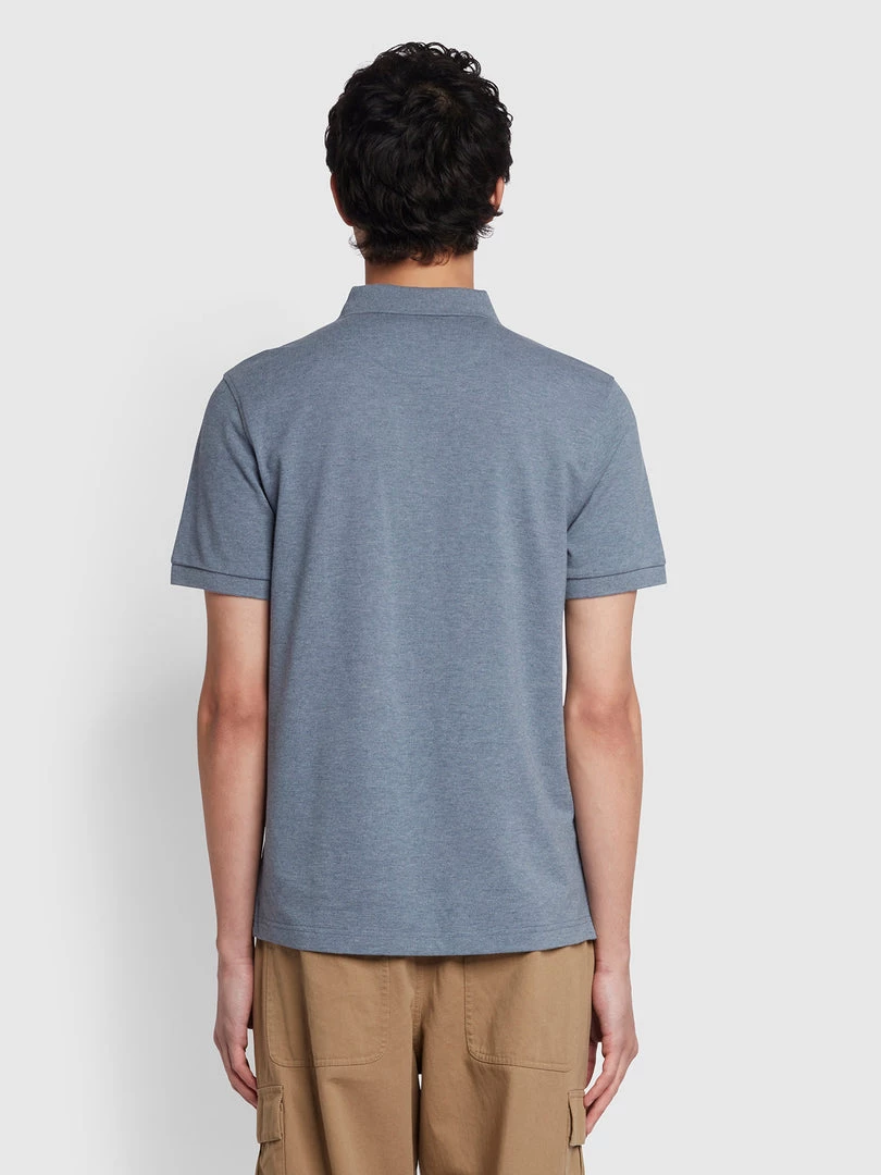Farah NEW IN Blanes Slim Fit Organic Cotton Polo Shirt In Battleship Blue Marl 4 Farah NEW IN Blanes Slim Fit Organic Cotton Polo Shirt In Battleship Blue Marl
