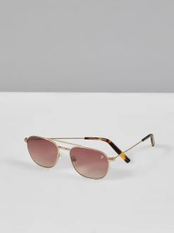 Farah Square Aviator Sunglasses In Gold
