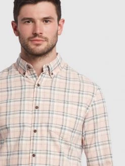 Farah Lewis Check Shirt In Blush Farah Mainline