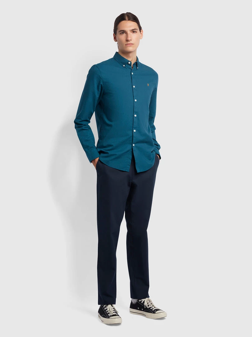 Farah CLOTHING Brewer Slim Fit Organic Cotton Oxford Shirt In Atlantic 4 Farah CLOTHING Brewer Slim Fit Organic Cotton Oxford Shirt In Atlantic