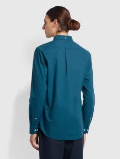 Farah CLOTHING Brewer Slim Fit Organic Cotton Oxford Shirt In Atlantic 9 Farah CLOTHING Brewer Slim Fit Organic Cotton Oxford Shirt In Atlantic