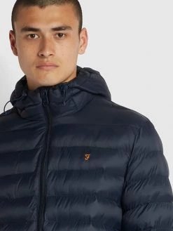 Farah Jeans Strickland Wadded Coat In True Navy